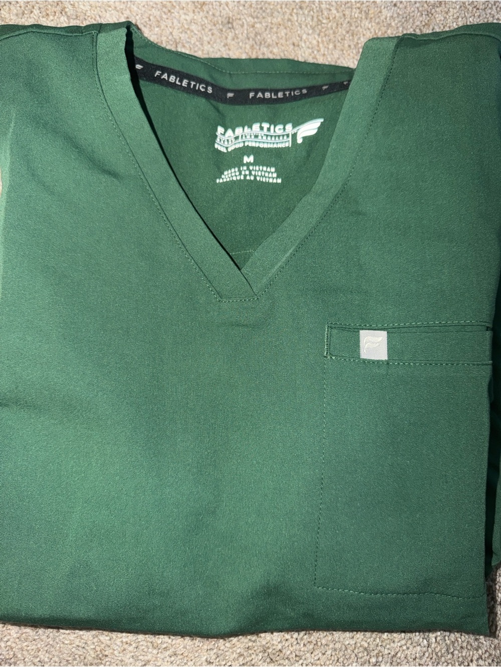 Fabletics Forest Green V-Neck Scrub Top